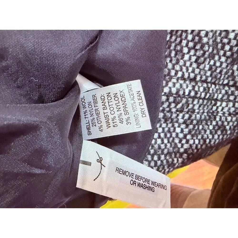 Ann Taylor LOFT Womens Black Gray Wool-Blend Tweed Mini Skirt Size 00 Petite NWT